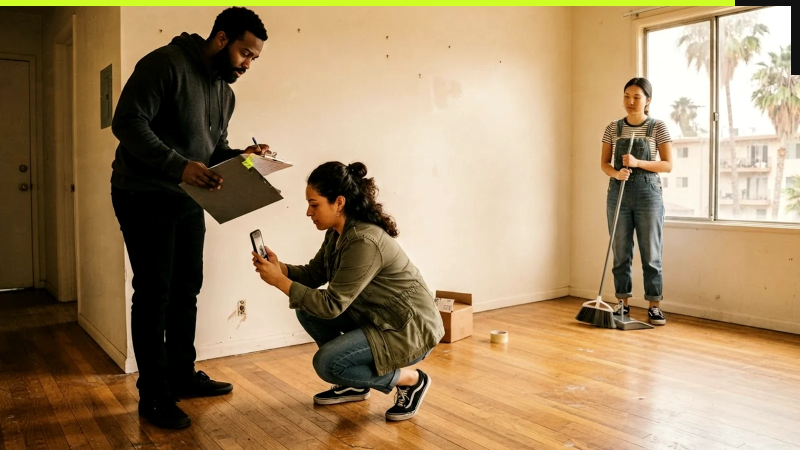 California lease showing a one-month security deposit beside a renter's payment record
