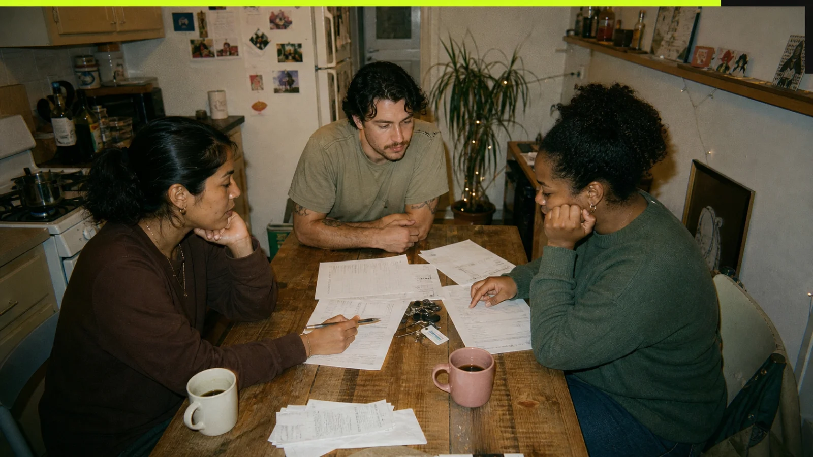 Roommates reviewing a written allocation for a California security deposit refund