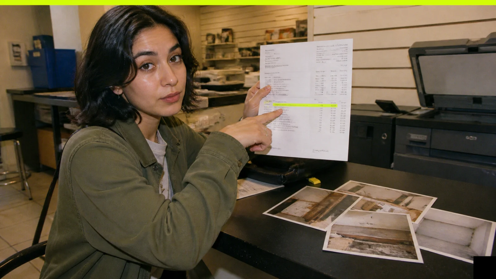 Vague 900 dollar cleaning and repairs line expanded into room, task, labor, materials, invoice, and photo entries