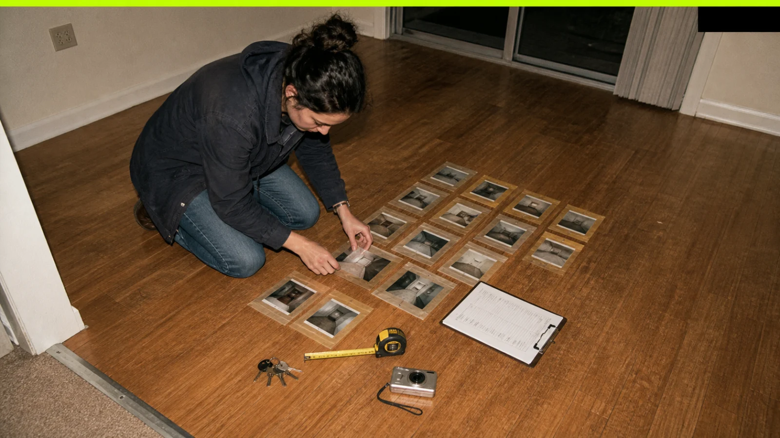 Labeled security deposit evidence file with lease, timeline, receipts, photographs, and messages